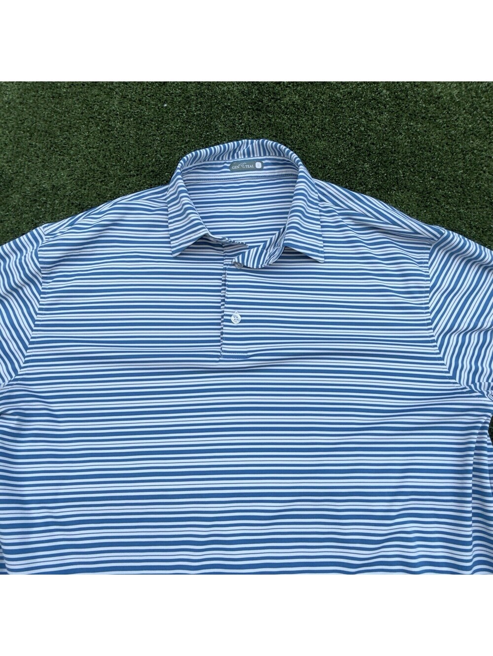 GenTeal Mens Performance Polo Shirt Blue Grey  Short Sleeve Size Large